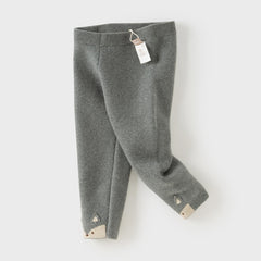 Dave&Bella Toddler Girls Sweet Pink/Grey Slim Soft Plush-lined Leggings