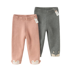 Dave&Bella Toddler Girls Sweet Pink/Grey Slim Soft Plush-lined Leggings