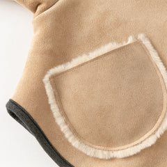 Dave&Bella Toddler Girls Warm Dark Kahki Outwear Soft Hooded Suede Coats