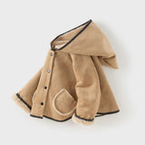 Dave&Bella Toddler Girls Warm Dark Khaki Outwear Soft Hooded Suede Coats