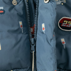 Dave&Bella Toddler Boys Playful Print Navy Blue Turtle Sleeveless Warm Padded Vests Tops