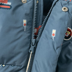 Dave&Bella Toddler Boys Playful Print Navy Blue Turtle Sleeveless Warm Padded Vests Tops