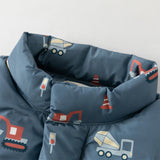 Dave&Bella Toddler Boys Playful Print Navy Blue Turtle Sleeveless Warm Padded Vests Tops