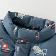 Dave&Bella Toddler Boys Playful Print Navy Blue Turtle Sleeveless Warm Padded Vests Tops