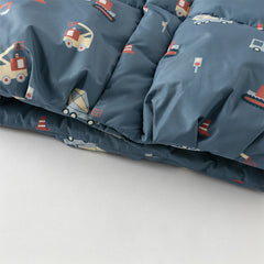 Dave&Bella Toddler Boys Playful Print Navy Blue Turtle Sleeveless Warm Padded Vests Tops