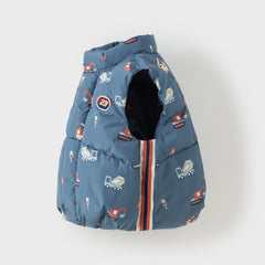 Dave&Bella Toddler Boys Playful Print Navy Blue Turtle Sleeveless Warm Padded Vests Tops