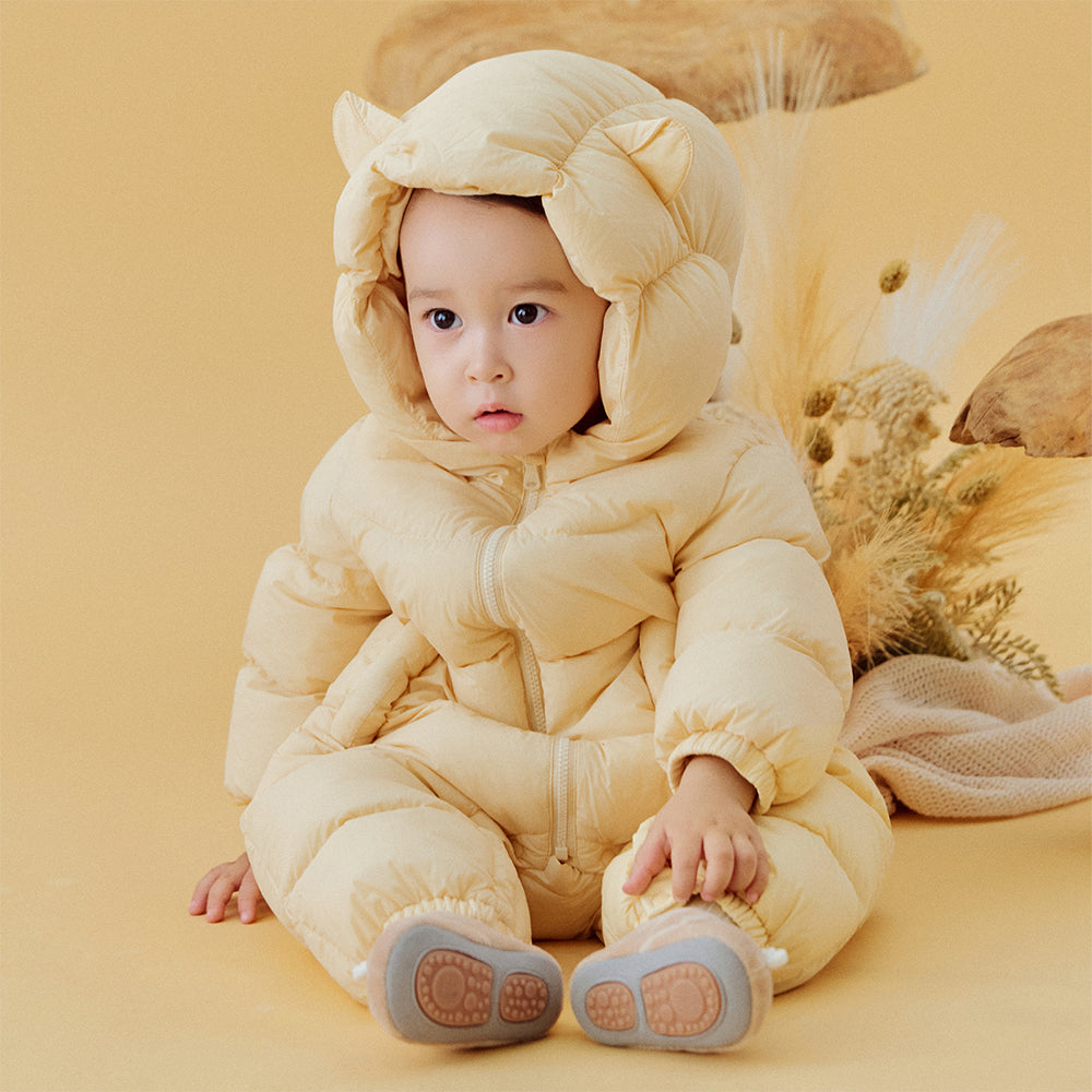 Dave&Bella Baby Girls/Boys Winter Stylish Windproof Hooded Cozy Down Rompers