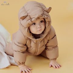 Dave&Bella Baby Girls/Boys Winter Stylish Windproof Hooded Cozy Down Rompers