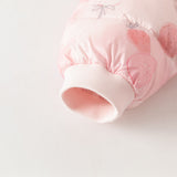 Dave&Bella Baby Girls Winter Cute Pink Strawberry Print Cozy Hooded Down Rompers