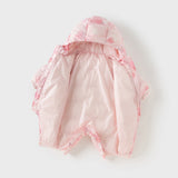 Dave&Bella Baby Girls Winter Cute Pink Strawberry Print Cozy Hooded Down Rompers