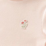 Dave&Bella Toddler Girls Beige/Pink Breathable Cotton Lace-turtle Soft T-shirt Tops