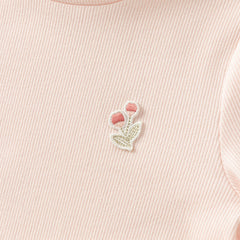 Dave&Bella Toddler Girls Beige/Pink Breathable Cotton Lace-turtle Soft T-shirt Tops