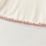 Dave&Bella Toddler Girls Beige/Pink Breathable Cotton Lace-turtle Soft T-shirt Tops