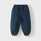 Dave&Bella Toddler Boys Denim Blue Thickened Classic Warm Cozy Cotton Padded Jeans