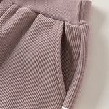 Dave&Bella Toddler Girls/Boys Purple/Drak Grey Cat Print Fleece Thickened Jogger Pants