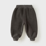 Dave&Bella Toddler Girls/Boys Purple/Drak Grey Cat Print Fleece Thickened Jogger Pants