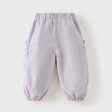 Dave&Bella Toddler Girls/Boys Black/Purple Fleece-Line Warm Cozy Jogger Pants