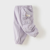 Dave&Bella Toddler Girls/Boys Black/Purple Fleece-Line Warm Cozy Jogger Pants