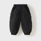 Dave&Bella Toddler Girls/Boys Black/Purple Fleece-Line Warm Cozy Jogger Pants