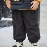 Dave&Bella Toddler Girls/Boys Black/Purple Fleece-Line Warm Cozy Jogger Pants