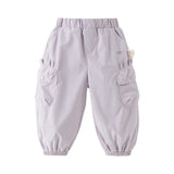Dave&Bella Toddler Girls/Boys Black/Purple Fleece-Line Warm Cozy Jogger Pants