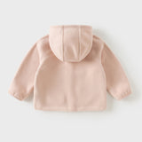 Dave&Bella Toddler Girls Pink/Khaki Hooded Micro Fleece Soft Cozy Lightweight Jackets