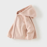 Dave&Bella Toddler Girls Pink/Khaki Hooded Micro Fleece Soft Cozy Lightweight Jackets
