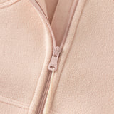 Dave&Bella Toddler Girls Pink/Khaki Hooded Micro Fleece Soft Cozy Lightweight Jackets