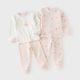 Dave&Bella Toddler Girls Pink/Beige Sweet Print Soft Comfortable Pajamas