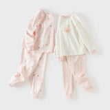 Dave&Bella Toddler Girls Pink/Beige Sweet Print Soft Comfortable Pajamas