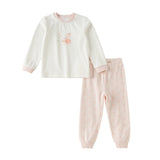 Dave&Bella Toddler Girls Pink/Beige Sweet Print Soft Comfortable Pajamas