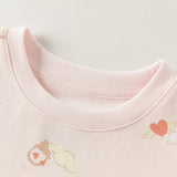 Dave&Bella Toddler Girls Pink/Beige Sweet Print Soft Comfortable Pajamas