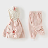 Dave&Bella Toddler Girls Pink Sweet Cute Bow Tie Hooded Comfortable Pajamas