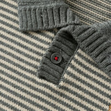 Dave&Bella Toddler Boys Grey Striped Cozy Cotton Preppy Style Polo Collar Sweaters