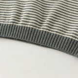 Dave&Bella Toddler Boys Grey Striped Cozy Cotton Preppy Style Polo Collar Sweaters