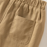 Dave&Bella Toddler Boys Khaki Simple Versatile Fleece-Line Jogger Pants