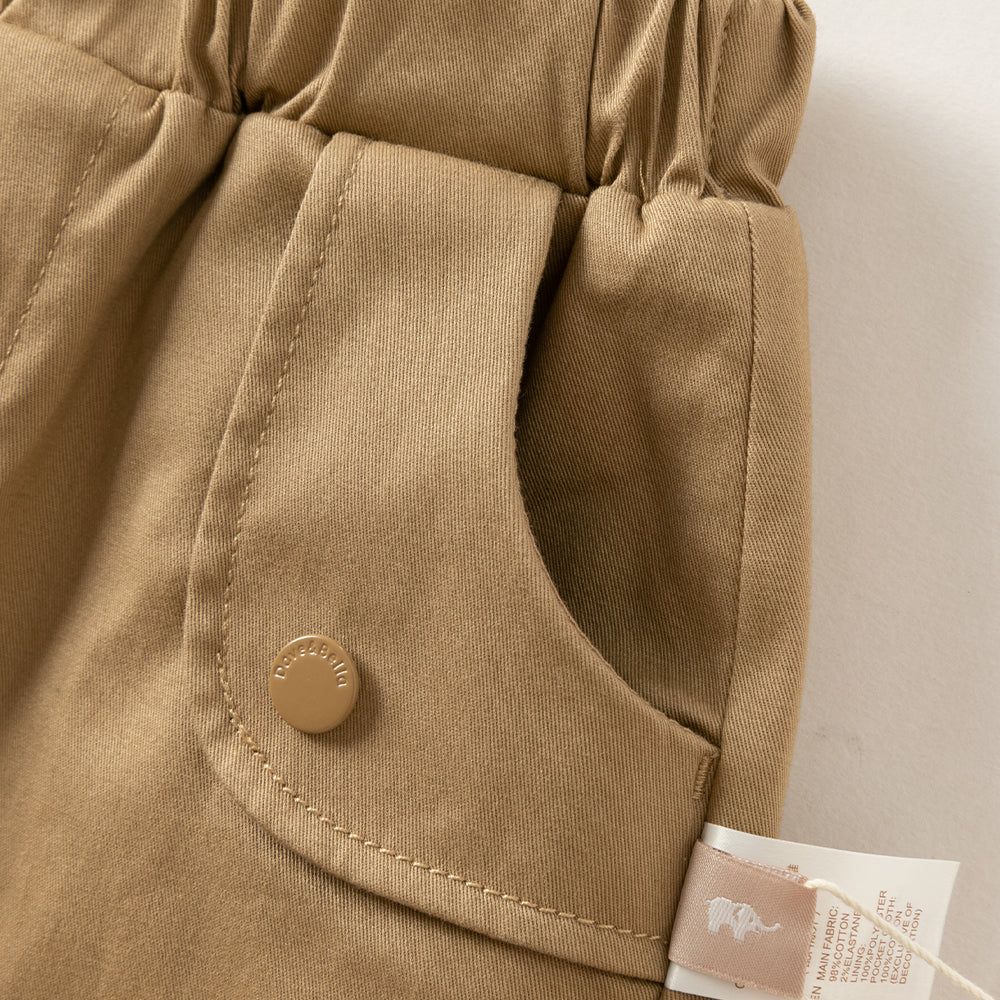 Dave&Bella Toddler Boys Khaki Simple Versatile Fleece-Line Jogger Pants