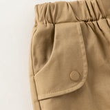 Dave&Bella Toddler Boys Khaki Simple Versatile Fleece-Line Jogger Pants