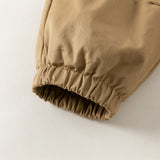 Dave&Bella Toddler Boys Khaki Simple Versatile Fleece-Line Jogger Pants