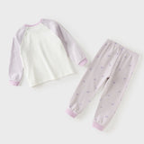 Dave&Bella Toddler Girls Purple/Yellow Cute Print Soft Breathable Sleepwear Pajamas