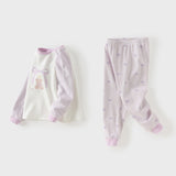 Dave&Bella Toddler Girls Purple/Yellow Cute Print Soft Breathable Sleepwear Pajamas