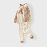 Dave&Bella Toddler Girls/Boys Pink/Brown Cute Sweet Print Cozy Soft Pajamas