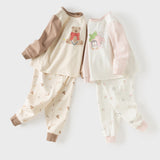 Dave&Bella Toddler Girls/Boys Pink/Brown Cute Sweet Print Cozy Soft Pajamas