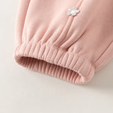 Dave&Bella Toddler Girls Pink/Grey/Khaki Fleece Thickened Soft Warm Jogger Pants