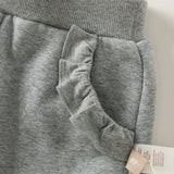 Dave&Bella Toddler Girls Pink/Grey/Khaki Fleece Thickened Soft Warm Jogger Pants