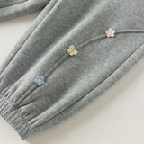 Dave&Bella Toddler Girls Pink/Grey/Khaki Fleece Thickened Soft Warm Jogger Pants