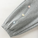 Dave&Bella Toddler Girls Pink/Grey/Khaki Fleece Thickened Soft Warm Jogger Pants