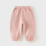 Dave&Bella Toddler Girls Pink/Grey/Khaki Fleece Thickened Soft Warm Jogger Pants