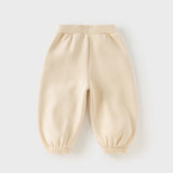 Dave&Bella Toddler Girls Pink/Grey/Khaki Fleece Thickened Soft Warm Jogger Pants
