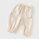 Dave&Bella Toddler Girls Pink/Grey/Khaki Fleece Thickened Soft Warm Jogger Pants